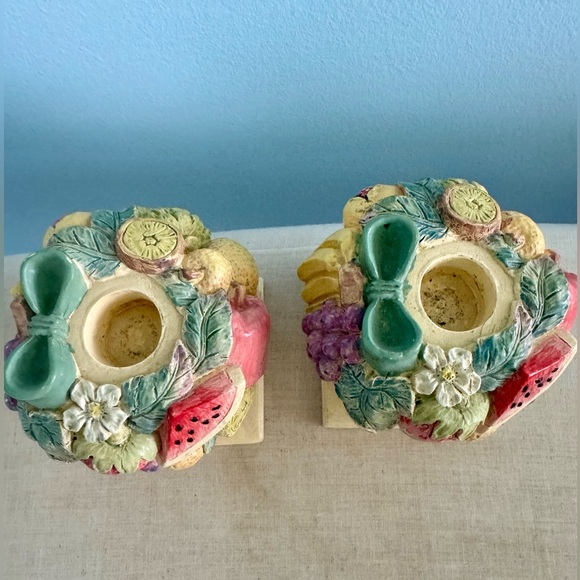🍓6/$15🍓 Vintage Fruit Basket Candlestick Holders - Picture 5 of 6